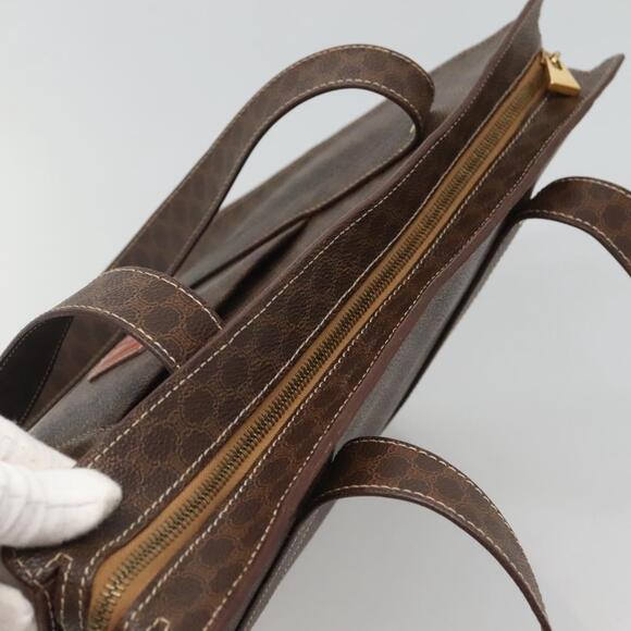 CELINE Macadam Canvas Shoulder Bag Pvc Leather Brown Gold - Picture 6 of 12